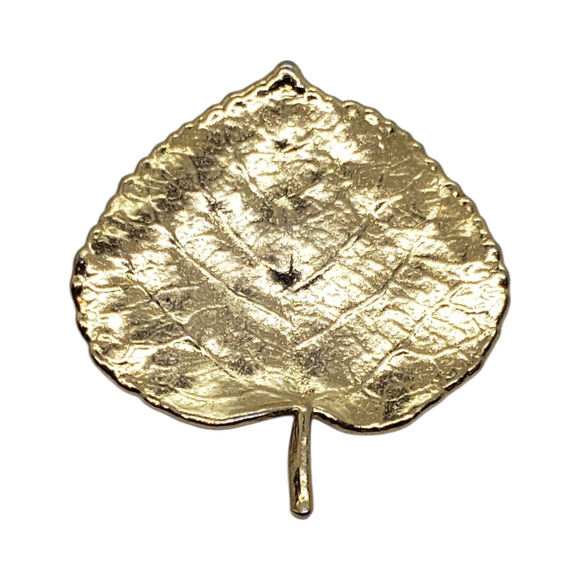 Vintage Gold Plated Leaf Brooch Pin Textured Nature Jewelry Statement Boho - Picture 1 of 9